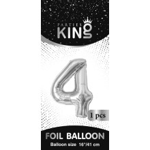 16 inch Number 4 - Silver Balloons