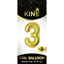 16 inch Number 3 - Gold Balloons