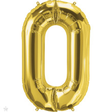34 inch Letter O / Number 0 - Gold Balloons