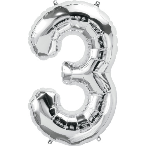 34 inch big balloon Number 3 - Silver