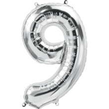 34 inch silver Number "9" Foil Balloon 34 inch silver Number "9" Foil Balloon