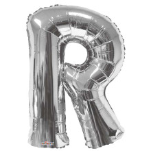 34 Inch Large Silver Letter R Foil Balloons