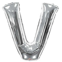 34 Inch Large Silver Letter V Foil Balloons