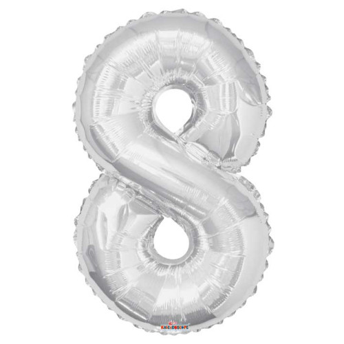 34 inch big balloon Number 8 - Silver