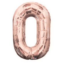 34 inch Letter O / Number 0 - Rose Gold Balloons