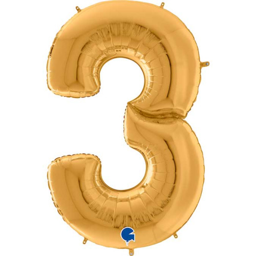 64 inch Number 3 Gold Giant Balloon