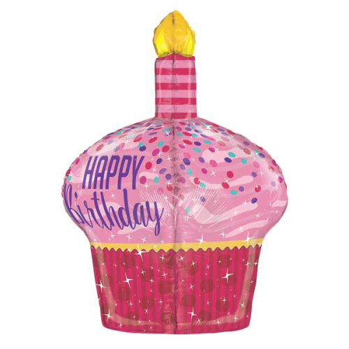 35 inch Birthday Sparkles Cupcake balloon