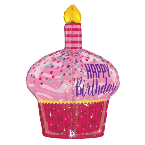 35 inch Birthday Sparkles Cupcake balloon