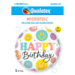 18 inch Birthday Colorful Smiles balloon
