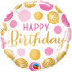 18 inch Birthday Pink & Gold Dots balloon