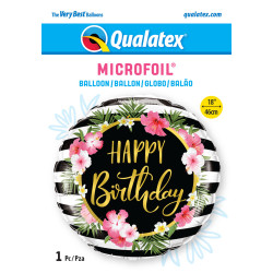 18 inch Birthday Hibiscus Stripes balloon