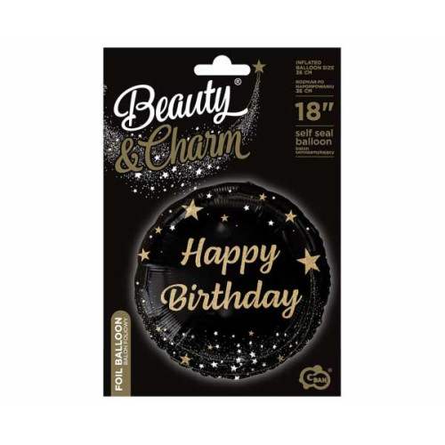 18 inch balloon Happy Birthday, black