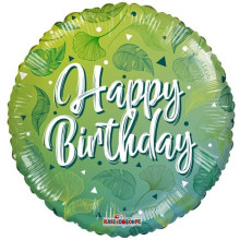 18 inch ECO ONE Balloon - Birthday Green Motifs