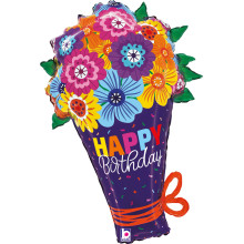 34 inch Bold Blooms birthday Bouquet Foil balloon