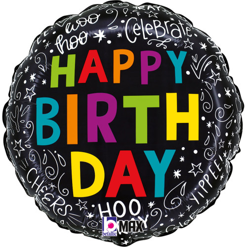 18 inch Birthday Doodles Foil balloon