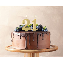 Birthday candle number 1, metallic gold, 8.0 cm