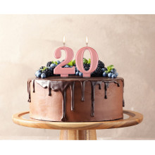 Birthday candle number 0, metallic rosegold, 8.0 cm