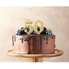 Birthday candle number 5, metallic gold, 8.0 cm