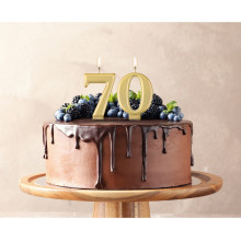 Birthday candle number 7, metallic gold, 8.0 cm