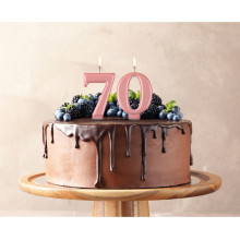 Birthday candle number 7, metallic rosegold, 8.0 cm