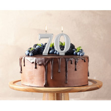 Birthday candle number 7, metallic silver, 8.0 cm