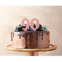 Birthday candle number 9, metallic rosegold, 8.0 cm