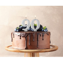 Birthday candle number 9, metallic silver, 8.0 cm