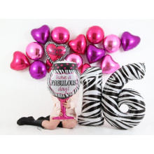 30 inch Birthday Zebra Heart Bow balloon