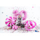 18 inch Swirly White-Fuxia Foil balloon