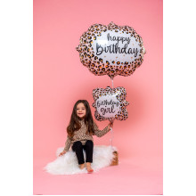 18 inch Satin Leopard Bday Girl Foil balloon
