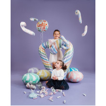 18 inch Swirly White-Matte Blue Foil balloon