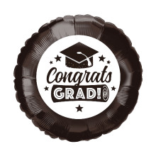 18 inch Black "Congrats GRAD!" Foil Balloon - Graduation Party Decoration