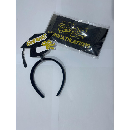 طوق شعر  بلاستيكي مع وشاح تخرج