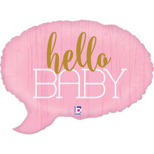 24 inch Hello Baby Pink Foil balloon