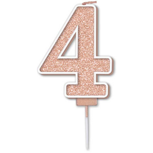 Sparkling Fizz No.4 Birthday Candle 7.5cm Rose Gold