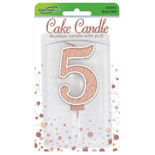 Sparkling Fizz No.5 Birthday Candle 7.5cm Rose Gold