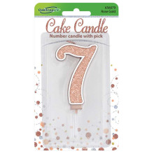 Sparkling Fizz No.7 Birthday Candle 7.5cm Rose Gold