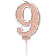 Sparkling Fizz No.9 Birthday Candle 7.5cm Rose Gold