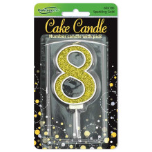 Sparkling Fizz No.8 Birthday Candle 7.5cm Gold