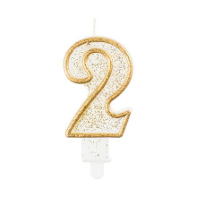 number candle 2 , gold outline