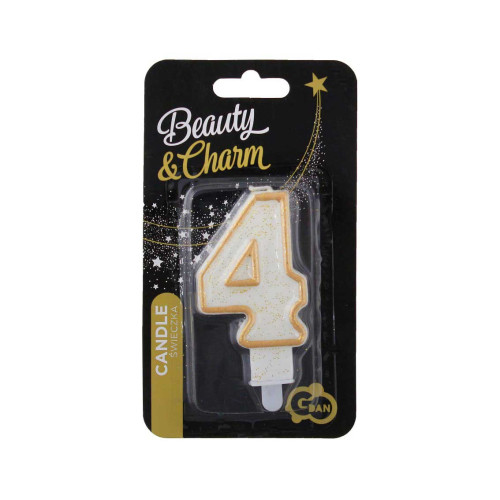 Digit candle "4", gold outline