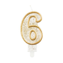number candle "6", gold outline