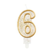 Digit candle "6", gold outline