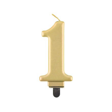 Birthday candle digit 1, metallic gold, 8.0 cm
