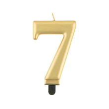 Birthday candle number 7, metallic gold, 8.0 cm