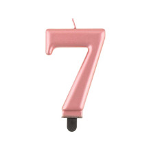 Birthday candle number 7, metallic rosegold, 8.0 cm