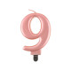 Birthday candle number 9, metallic rosegold, 8.0 cm