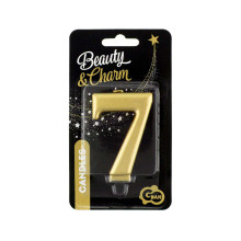 Birthday candle number 7, metallic gold, 8.0 cm