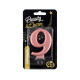 Birthday candle number 9, metallic rosegold, 8.0 cm