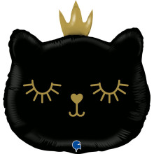 26 inch Cat Princess - Black Foil balloon